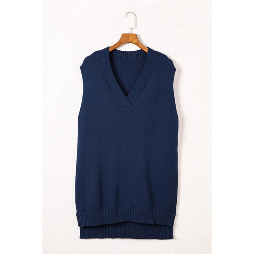 Dark Blue Knit Vest Pullover Sweater - S - Main Image