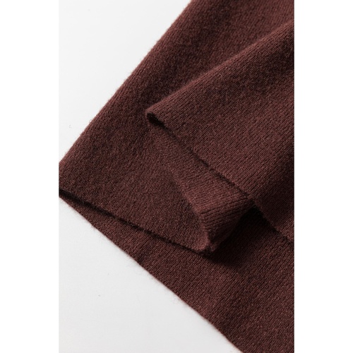 Coffee Slim Fit Mock Neck Side Slit Sweater Dress - L - Main Image
