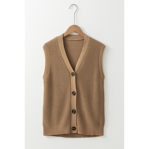 Parchment V Neck Buttoned Front Sweater Vest - L - Main Image