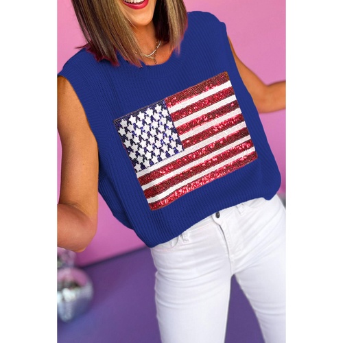 Bluing Sparkling American Flag Knitted Vest - L - Main Image
