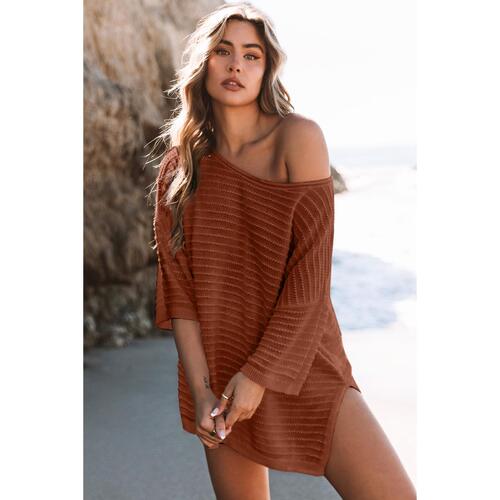 Azura Exchange Textured Knit Drop Shoulder Tee - M - Main Image
