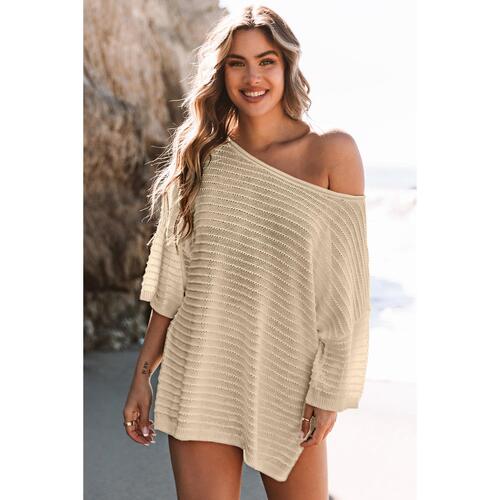 Azura Exchange Textured Knit Drop Shoulder Tee - L - Main Image
