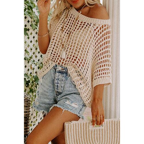 Azura Exchange Knit Ribbed Round Neck Short Sleeve Sweater Tee - M - Main Image
