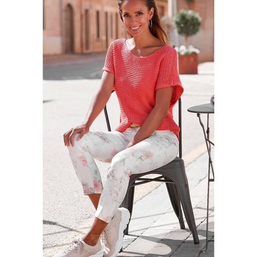 Red Clay Solid Loose Knit Short Dolman Sleeve Sweater - XL - Main Image