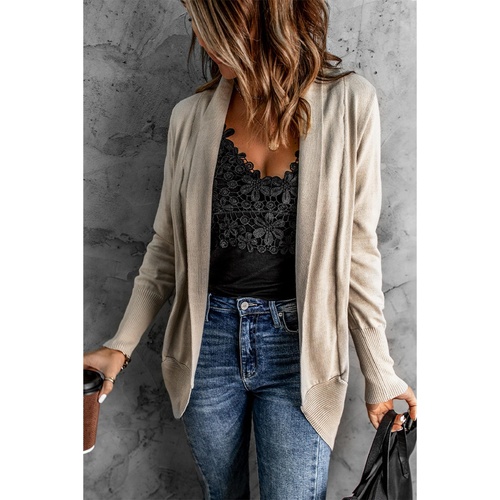 Azura Exchange Khaki Super Soft Long Sleeve Open Cardigan - L - Main Image
