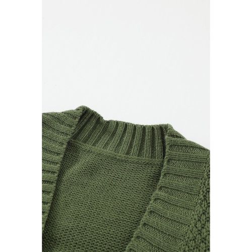 Green Front Pocket and Buttons Closure Cardigan - M - Main Image