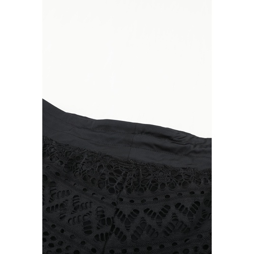 Black Lace Shorts Attached Swim Bottom - L - Main Image