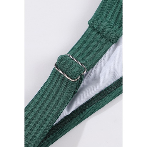 Blackish Green Ruched U Neck Ribbed Tankini - 2XL - Main Image