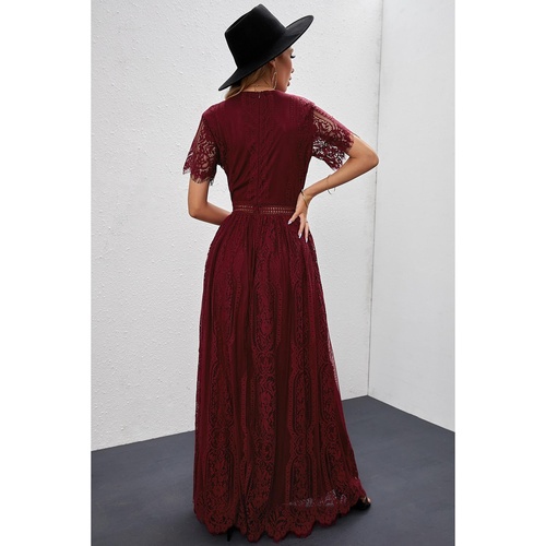 Red Blue Fill Your Heart Lace Maxi Dress - S - Main Image