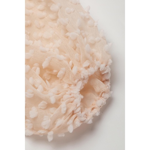 Beige Embellished Puff Sleeve Tiered A-line Dress - L - Main Image