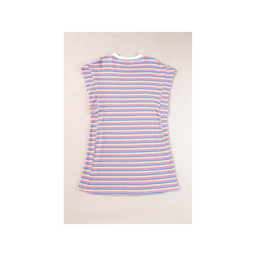 Pink Stripe Crew Neck T Shirt Dress - XL - Main Image