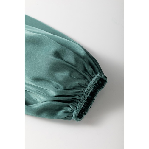 Mist Green Tiered Ruffled Puff Sleeve Loose Fit Mini Dress - M - Main Image