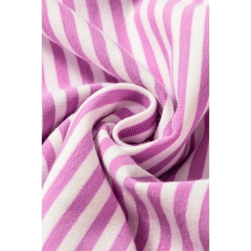 Phalaenopsis Striped Patchwork Three Quarters Sleeve Loose Mini Dress - XL - Main Image
