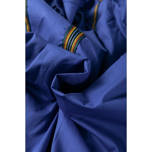 Bluing Colorful Striped Trim Puff Sleeve Pleated Mini Dress - XL - Main Image