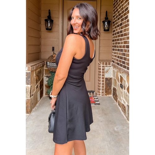 Black Cut Out Front High Waist Tank Mini Dress - S - Main Image