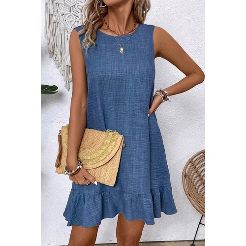 Ashleigh Blue Knot Scoop Back Ruffle Hem Sleeveless Mini Dress - XL - Main Image