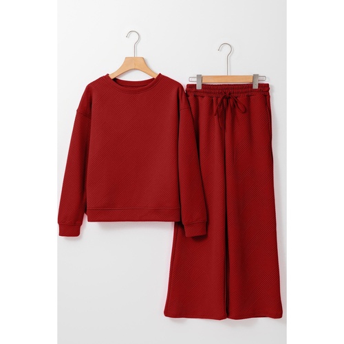 Red Dahlia Ultra Loose Textured 2pcs Slouchy Outfit - S - Main Image