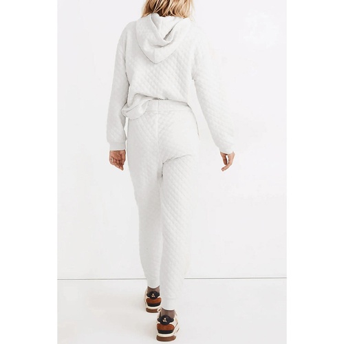 White Quilted Hoodie and Sweatpants Two Piece Set - L - Main Image