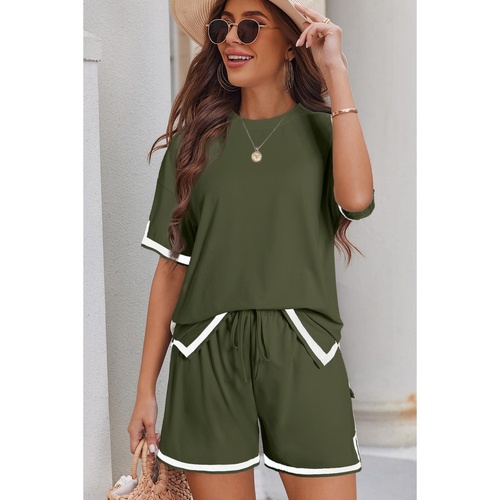 Vineyard Green Contrast Trim Tee and Shorts Set - XL - Main Image