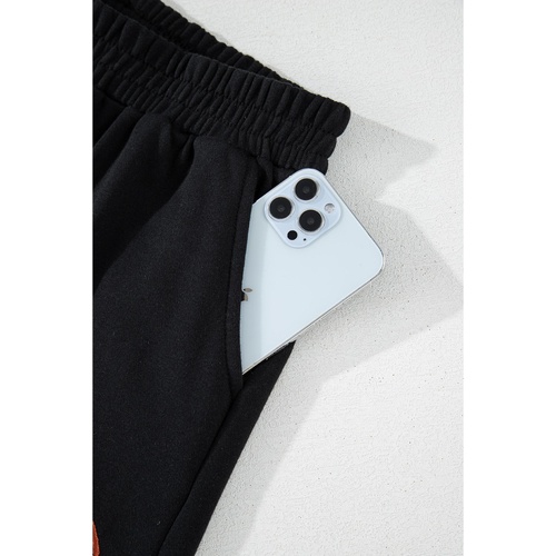 Black GAME DAY Rugby Football Graphic Pullover and Shorts Casual Outfit - XL - Main Image