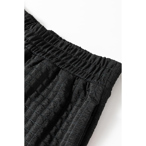 Color black Textured Knit Cap Sleeve T Shirt and Wide Leg Pants Set - S - Main Image