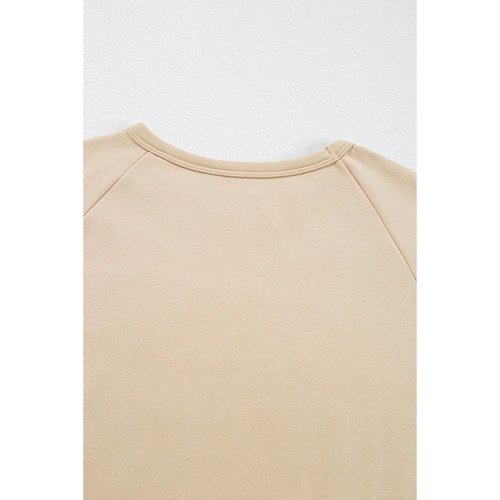 Apricot Striped Accent Pullover and Shorts Two Piece Casual Set - XL - Main Image