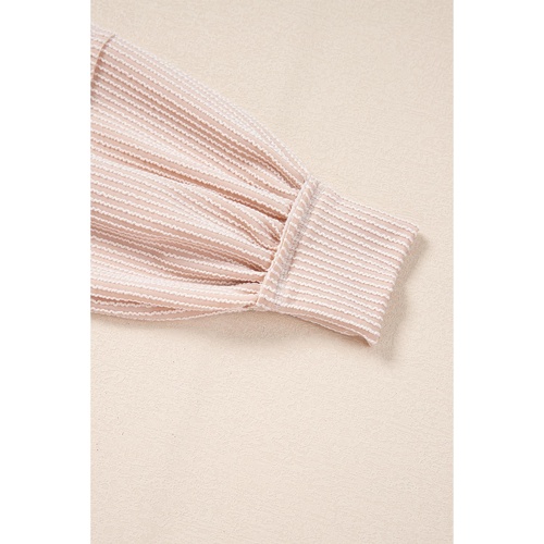 Jet Stream Corded Lantern Sleeve Top High Waist Ruffled Mini Skirt Set - L - Main Image