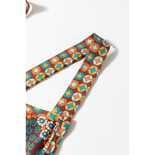 Multicolour Boho Floral Print Crossed Straps Ankle-length Jumpsuit - XL - Main Image