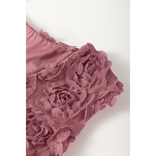 Heather Floral Textured V Neck Wrapped Sleeveless Bodysuit - L - Main Image