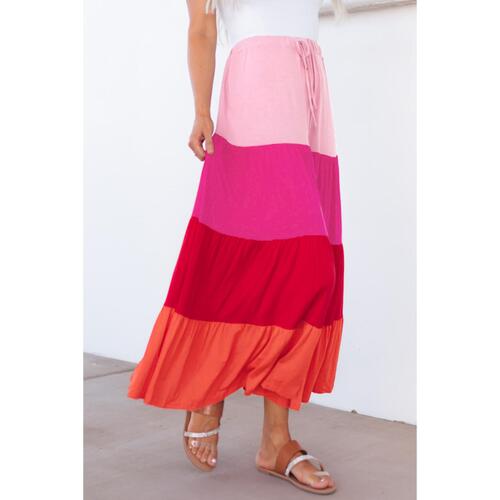 Azura Exchange Tiered Drawstring Maxi Skirt - L - Main Image