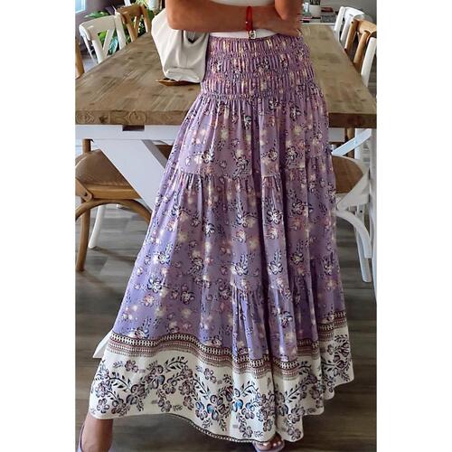 Azura Exchange Floral Print High Waist Maxi Skirt - L - Main Image