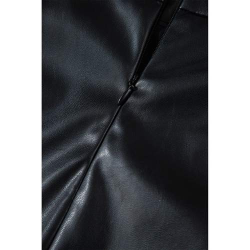 Black PU Leather Side Slits Slim Fit High Waist Mini Skirt - XL - Main Image