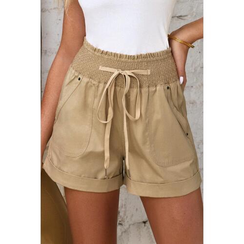 Azura Exchange Drawstring Khaki High Waist Shorts - L - Main Image