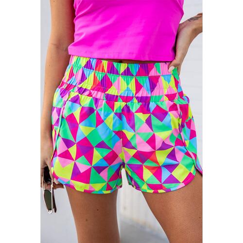 Azura Exchange Geometric High Waisted Athletic Shorts - S - Main Image