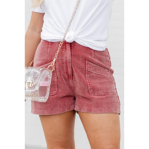 Azura Exchange Rose Pink Vintage Mineral Wash Pockets Corduroy Shorts - L - Main Image