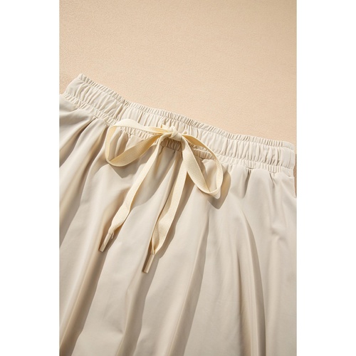 Beige Drawstring High Waist Lined Tennis Skorts - S - Main Image