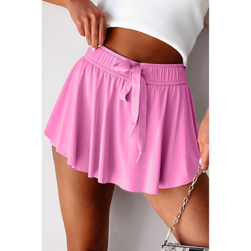Bonbon Drawstring High Waist Lined Tennis Skorts - XL - Main Image
