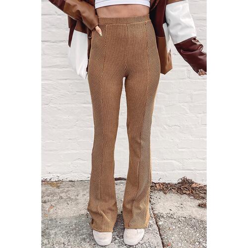 Azura Exchange Ribbed Knit High Rise Flare Leggings - M - Main Image