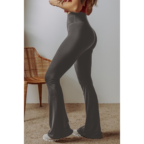 Dark Grey V Shape High Waist Flared Leggings - S - Main Image