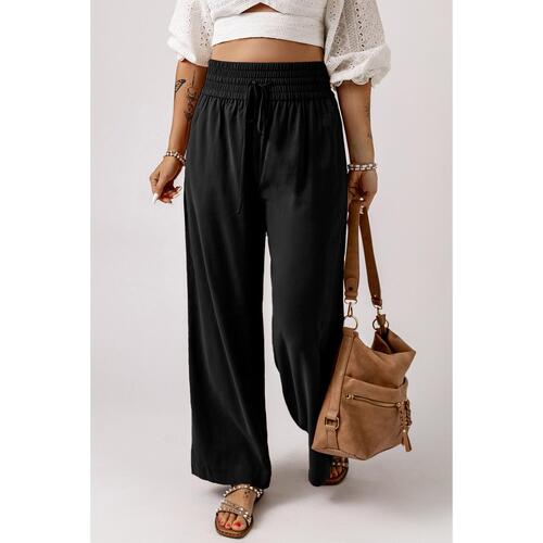 Azura Exchange Casual Wide Leg Pants with Drawstring Elastic Waist - S - Main Image
