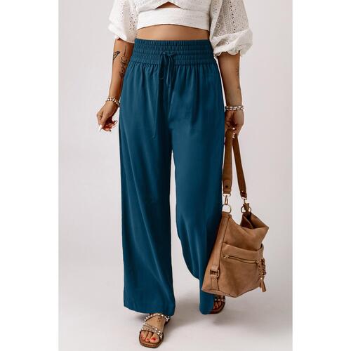 Azura Exchange Drawstring Elastic Waist Wide Leg Pants - M - Main Image