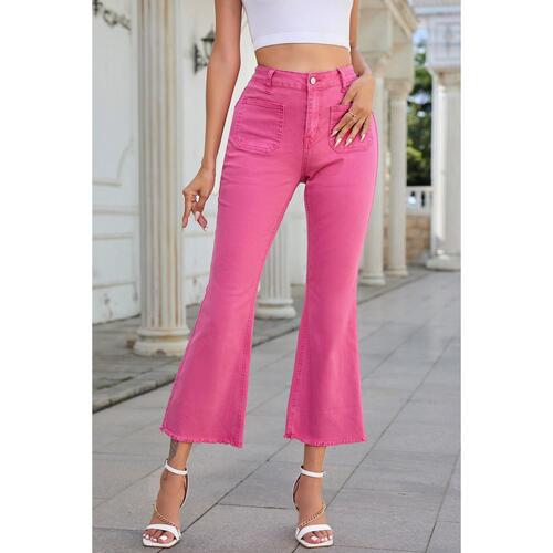 Azura Exchange Flare Leg Raw Hem Jeans - 12 US - Main Image