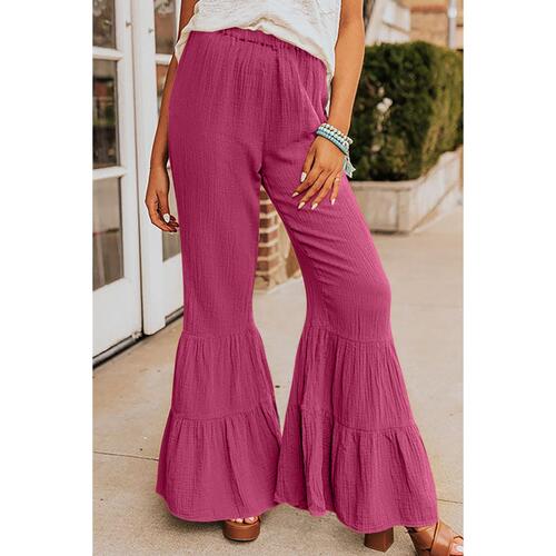 Azura Exchange Textured High Waist Ruffled Bell Bottom Pants - L - Main Image