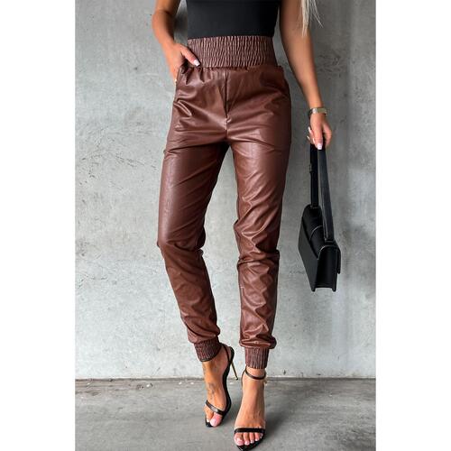 Azura Exchange Smocked High-Waist Leather Skinny Pants - M - Main Image