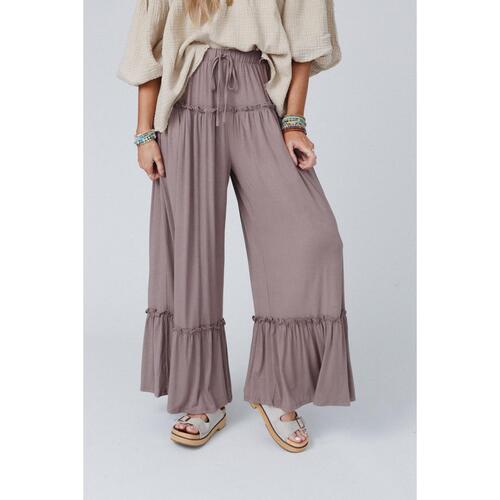 Azura Exchange Frilled Drawstring High Waist Wide Leg Pants - L - Main Image