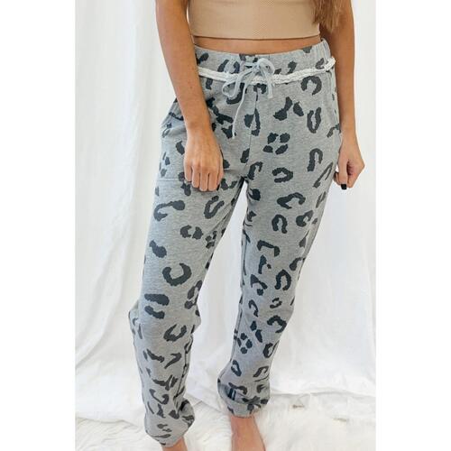 Azura Exchange Leopard Print Drawstring High Waist Jogger Pants - S - Main Image