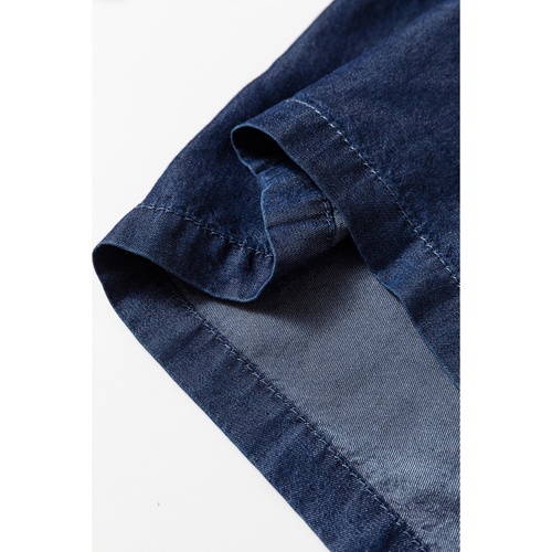 Sail Blue Side Pockets Frilled Smocked High Waist Wide Leg Jeans - S - Main Image