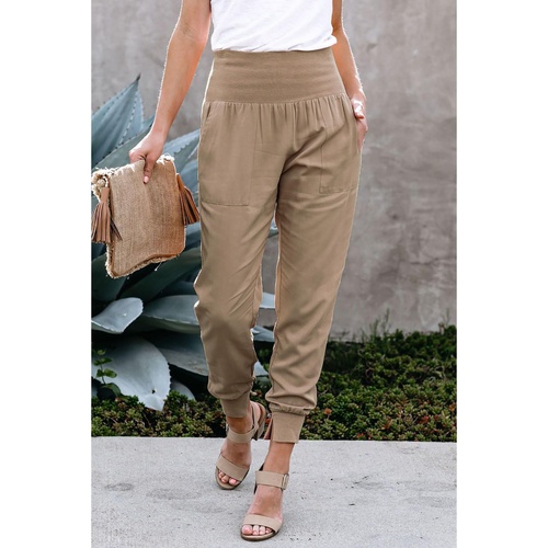 Khaki Pocketed Casual Joggers - S - Main Image