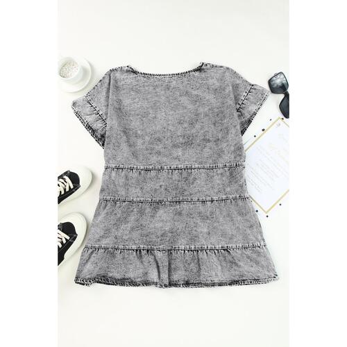 Azura Exchange Tiered Denim Top - S - Main Image