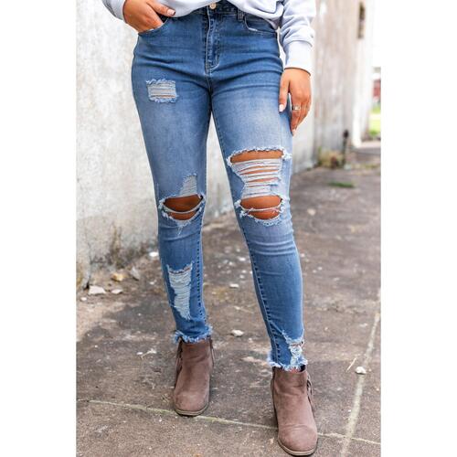 Azura Exchange Distressed Skinny Jeans - S - Main Image